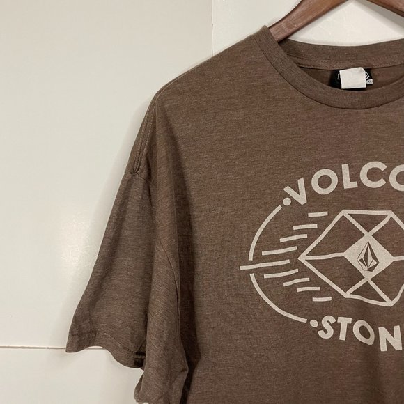 Volcom Mens T Shirt Size XL Logo Volcom Stone Brown Casual - Picture 2 of 10